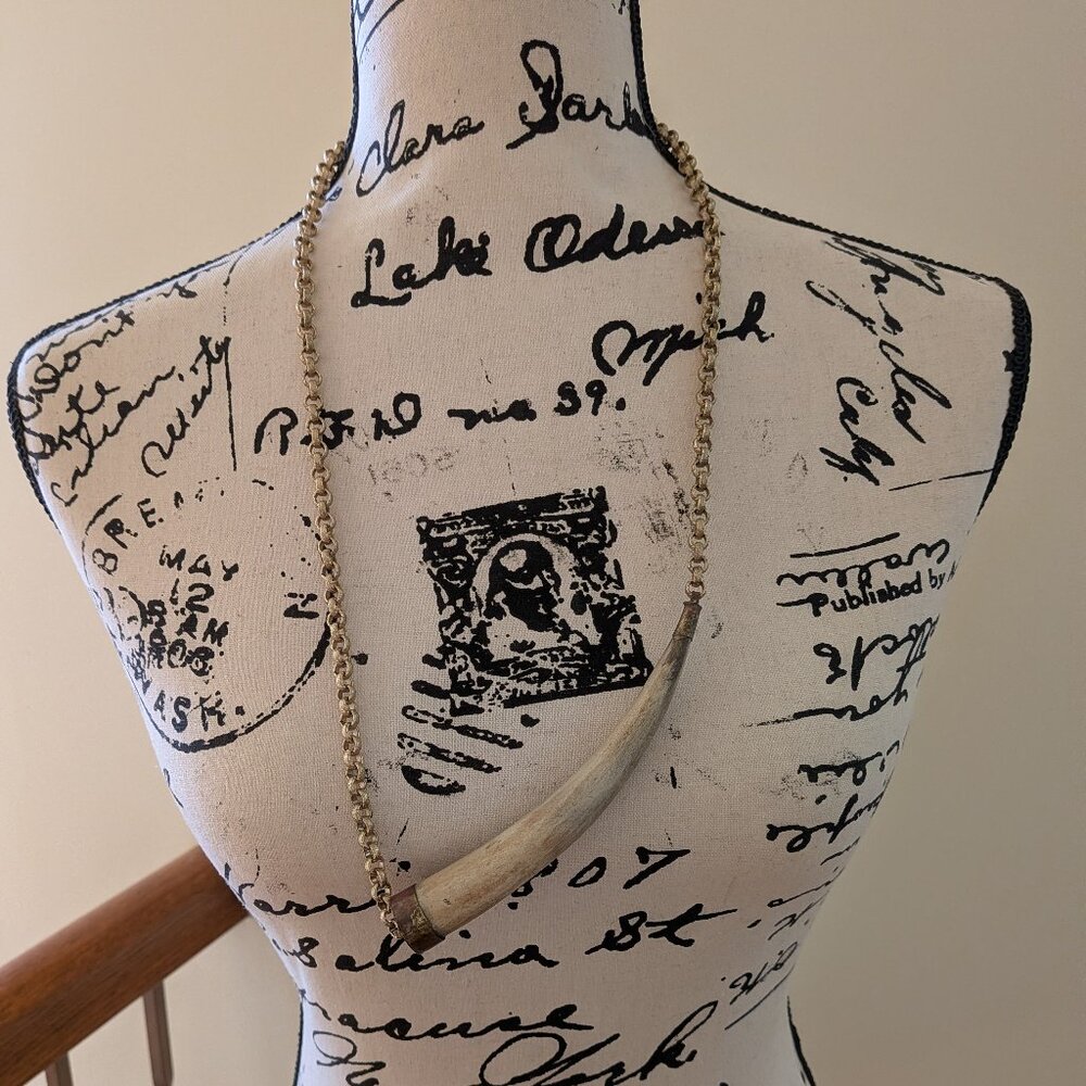 Killer Unique Horn and Brass Statement Necklace